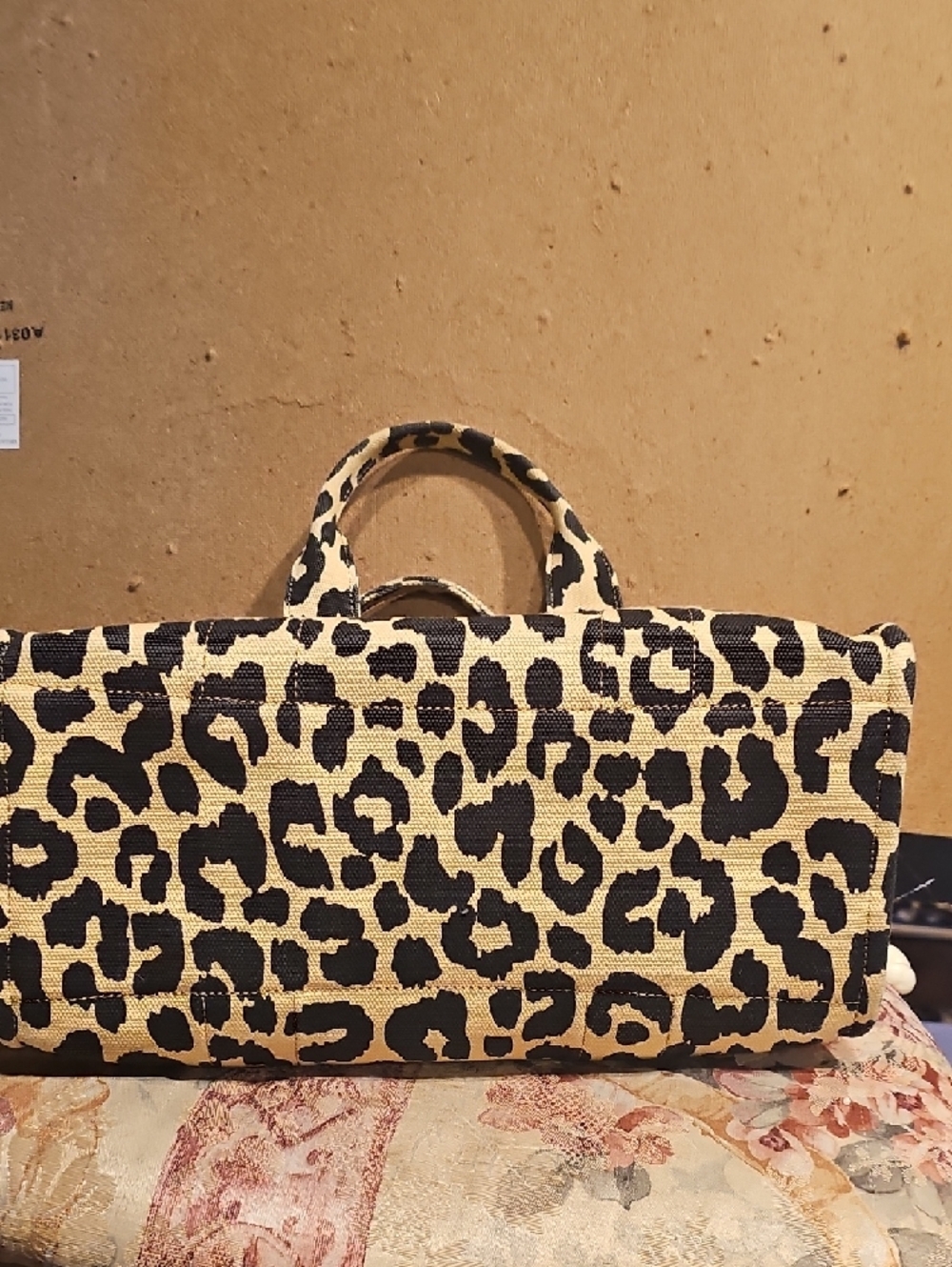 Coach Leopard-Print Canvas Tote in Black and Tan - Picture 8 of 11